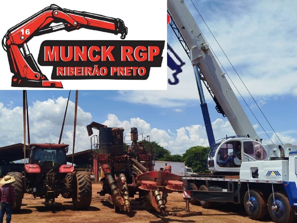 Munck Ribeirão Preto para carga e descarga de materiais, transporte de máquinas e apoio logístico com máxima eficiência.